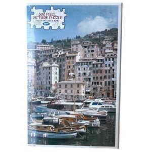 Vintage Jaymar 500 Piece Puzzle Italian Riviera Italy Harbor Scene New Sealed